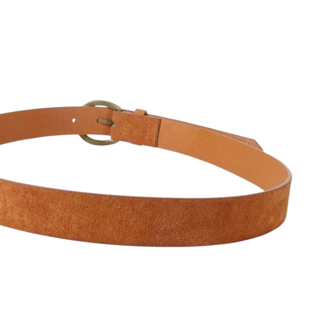 Vintage Inspired Cognac Camel Belt Brass Buckle Minimalist Boho Fits 29–33 Waist - Picture 5 of 6